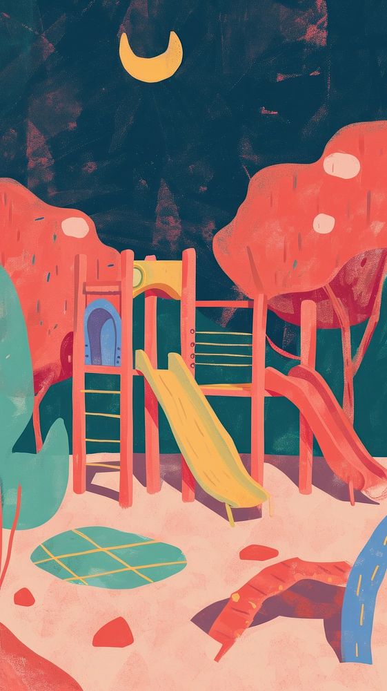 Cute playground illustration outdoors painting architecture.