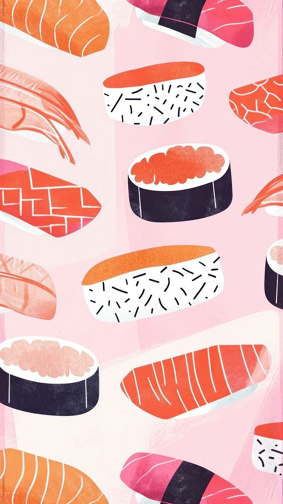 Cute sushi illustration food rice dish.