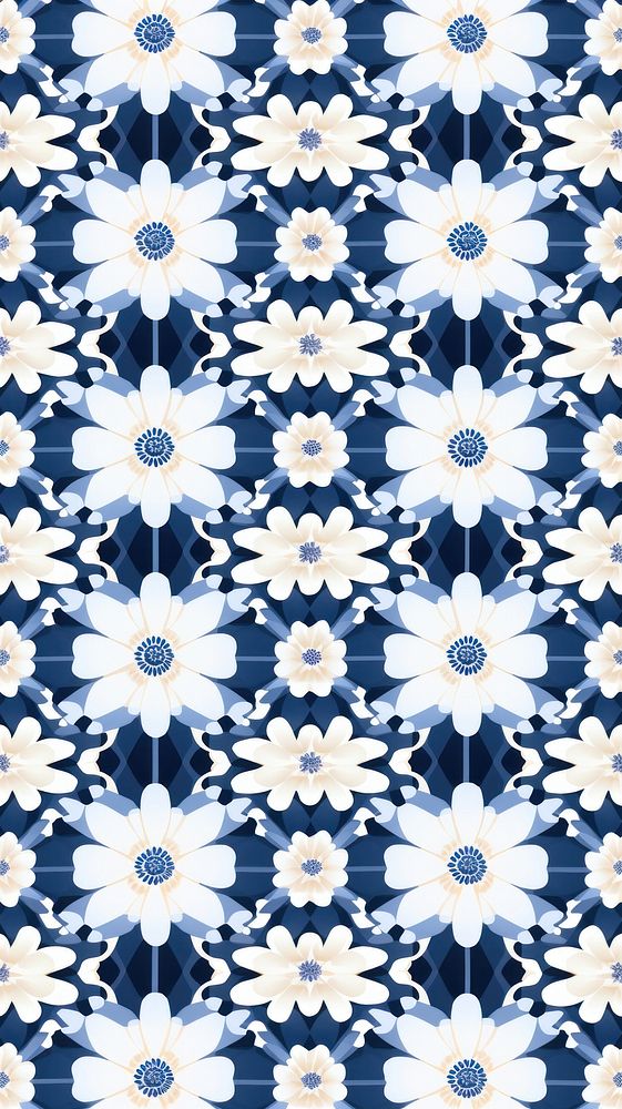 Tile pattern of chamomile backgrounds white blue.