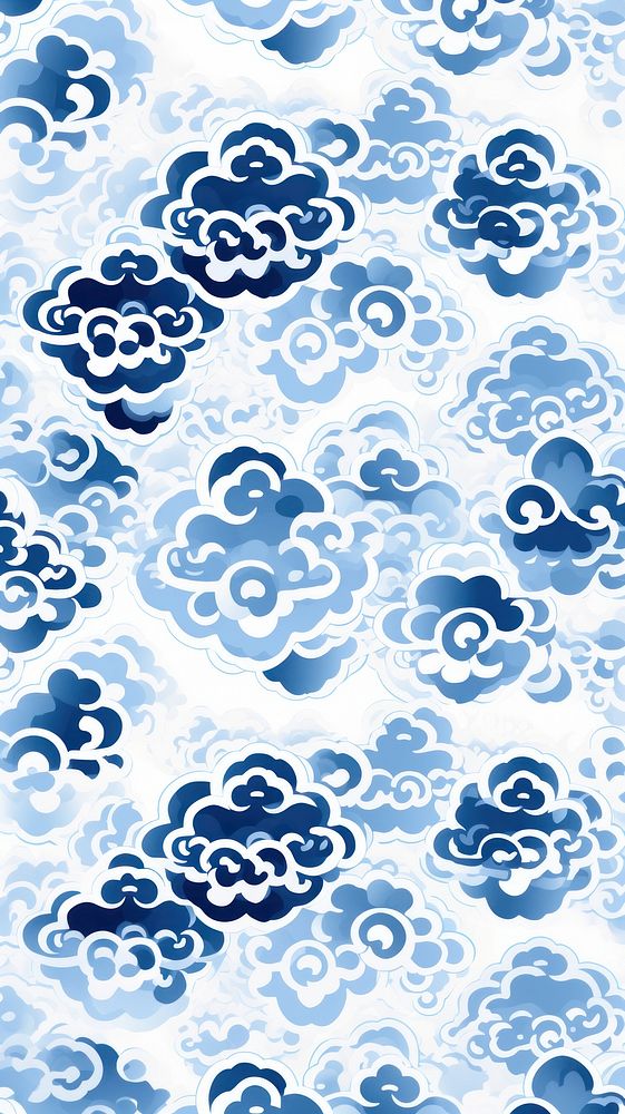Tile pattern of cloud backgrounds porcelain blue.