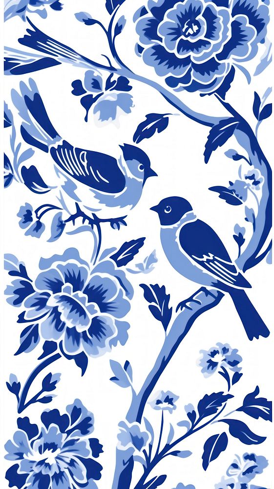 Bird porcelain art wallpaper.