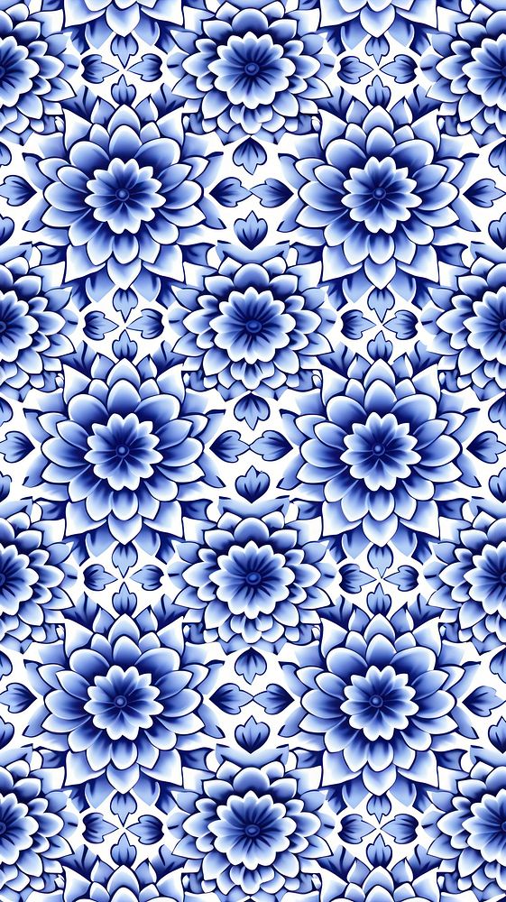 Tile pattern of dahlia backgrounds white blue.