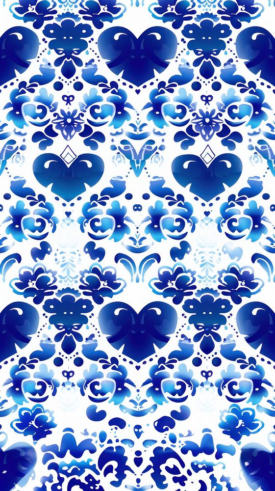 Tile pattern of love backgrounds porcelain blue.
