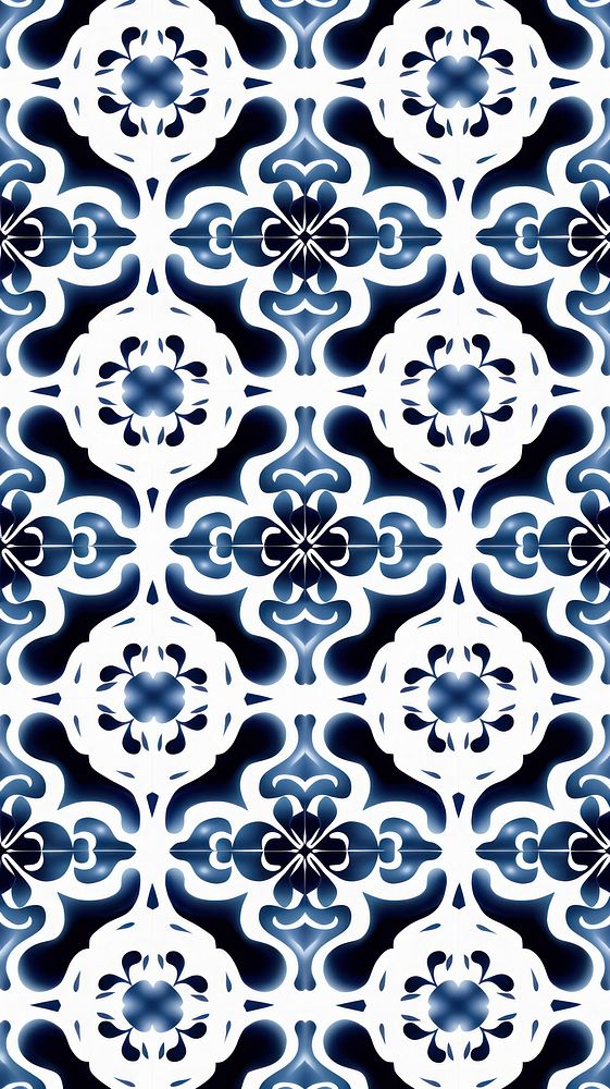 Tile pattern of flower backgrounds white blue.