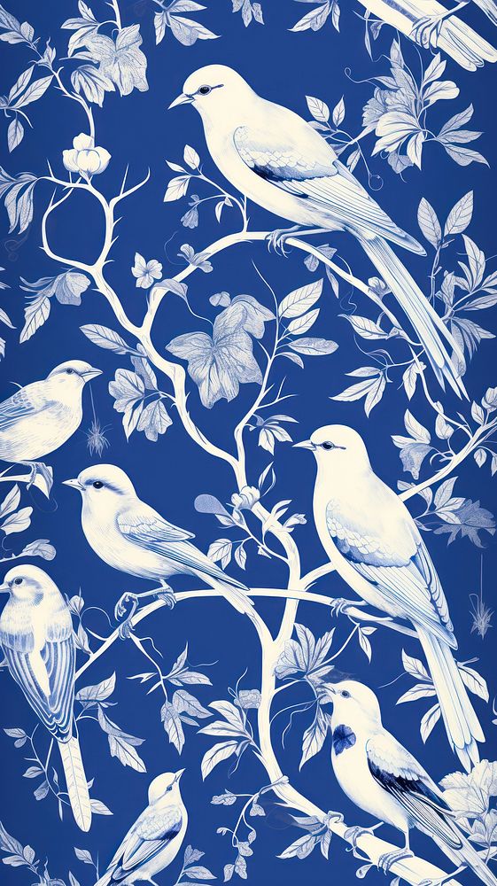  Bird art wallpaper pattern. AI generated Image by rawpixel.