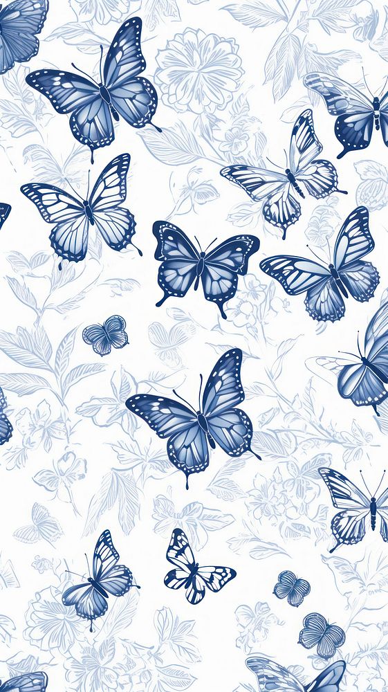  Butterfly sketch wallpaper pattern. AI generated Image by rawpixel.