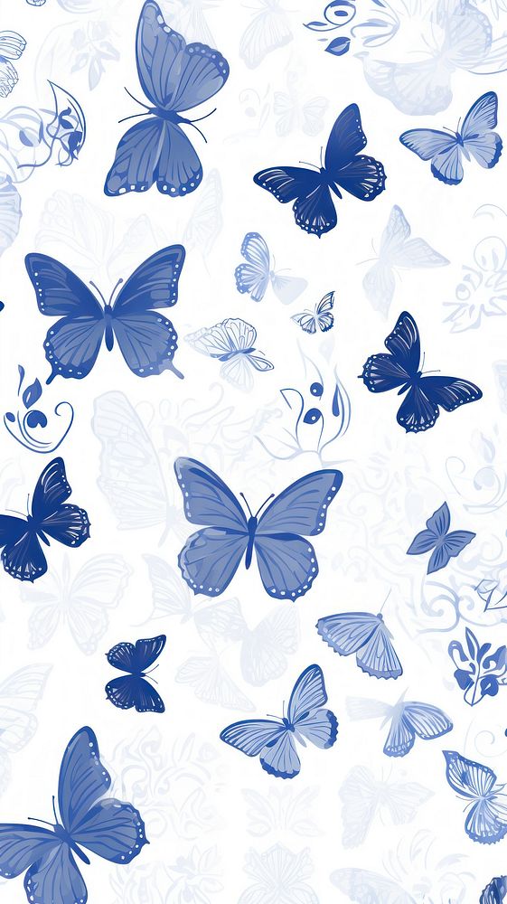  Butterfly wallpaper pattern white. AI generated Image by rawpixel.