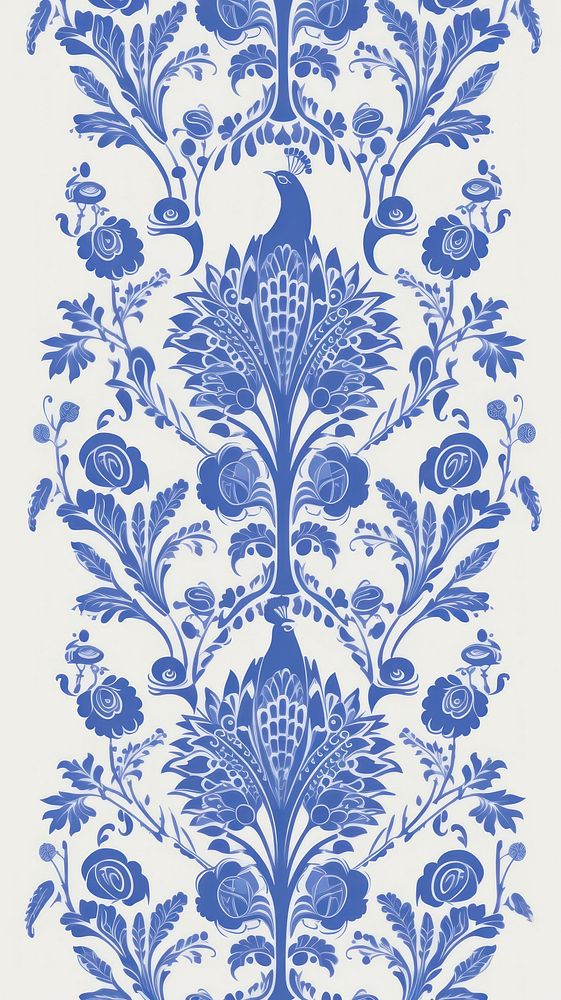  Peacock art wallpaper porcelain. AI generated Image by rawpixel.