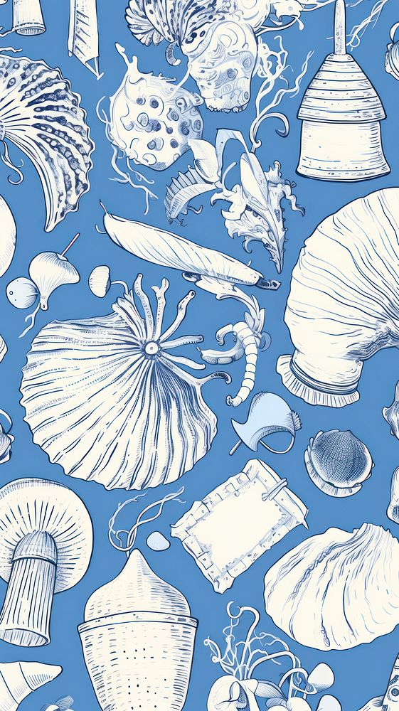  Seashell sketch pattern drawing. AI generated Image by rawpixel.