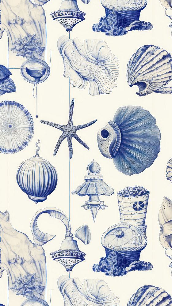  Seashell sketch art drawing. AI generated Image by rawpixel.