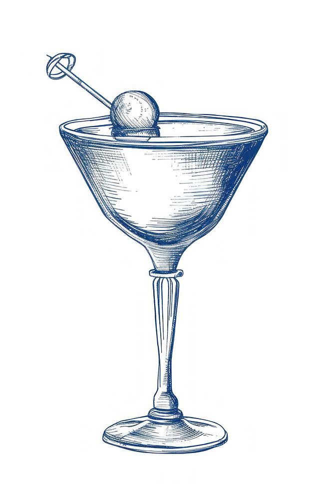 Antique of cocktail martini drawing sketch.