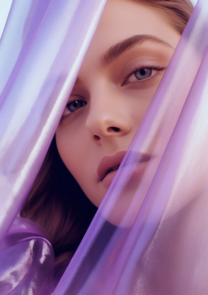 A woman with purple transparent fabric photography portrait adult.