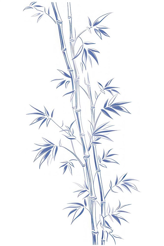 Bamboo plant line white background.
