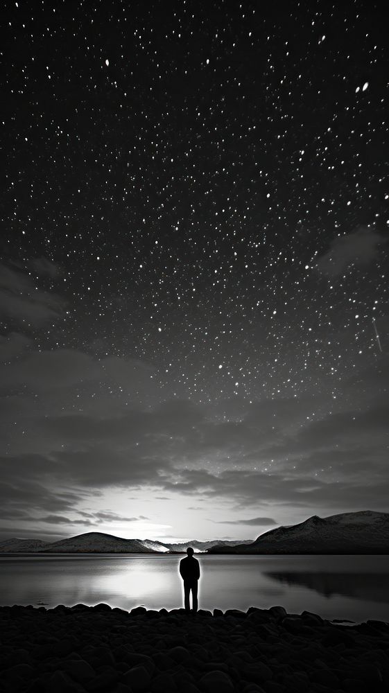 The sky full of stars photography silhouette landscape.