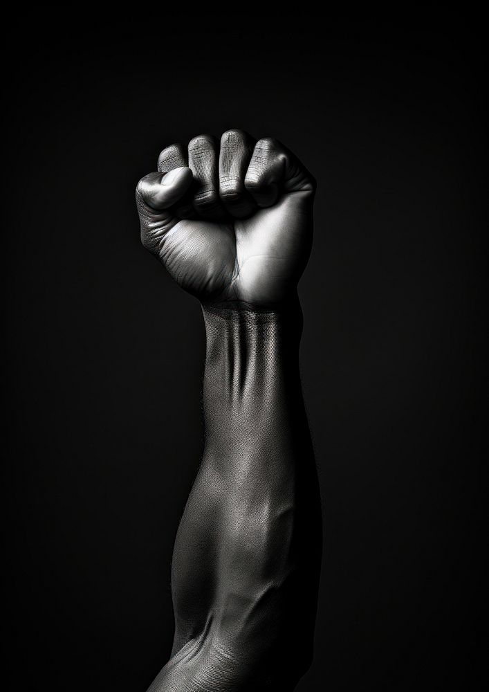 A man raising a fist finger black hand.