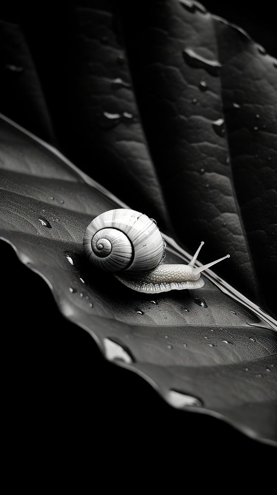 A snail on a leave animal insect black.