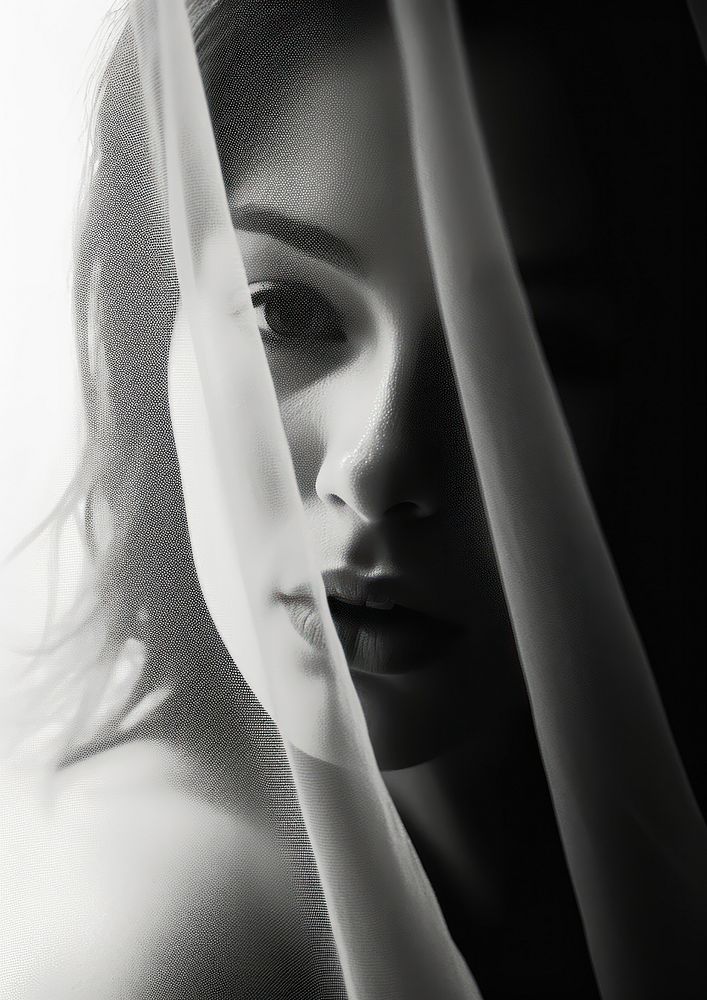 A woman in a transparent curtain photography portrait adult.
