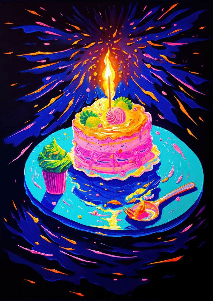 A cake dessert food illuminated. AI generated Image by rawpixel.
