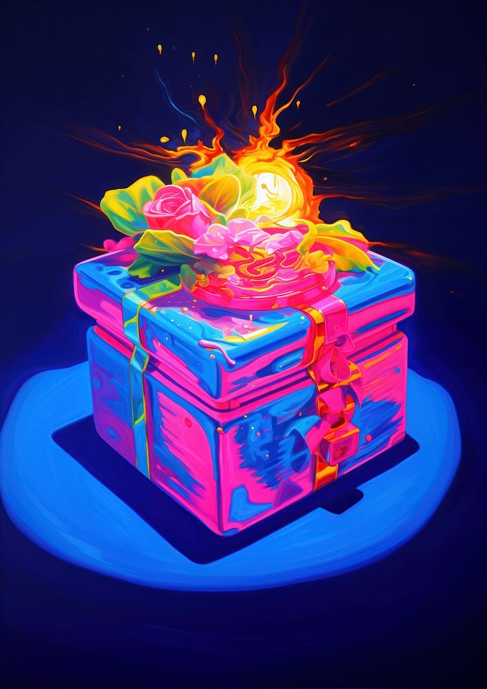 A giftbox illuminated celebration creativity. AI generated Image by rawpixel.