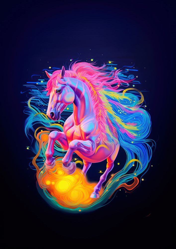 A horse animal mammal illuminated. AI generated Image by rawpixel.