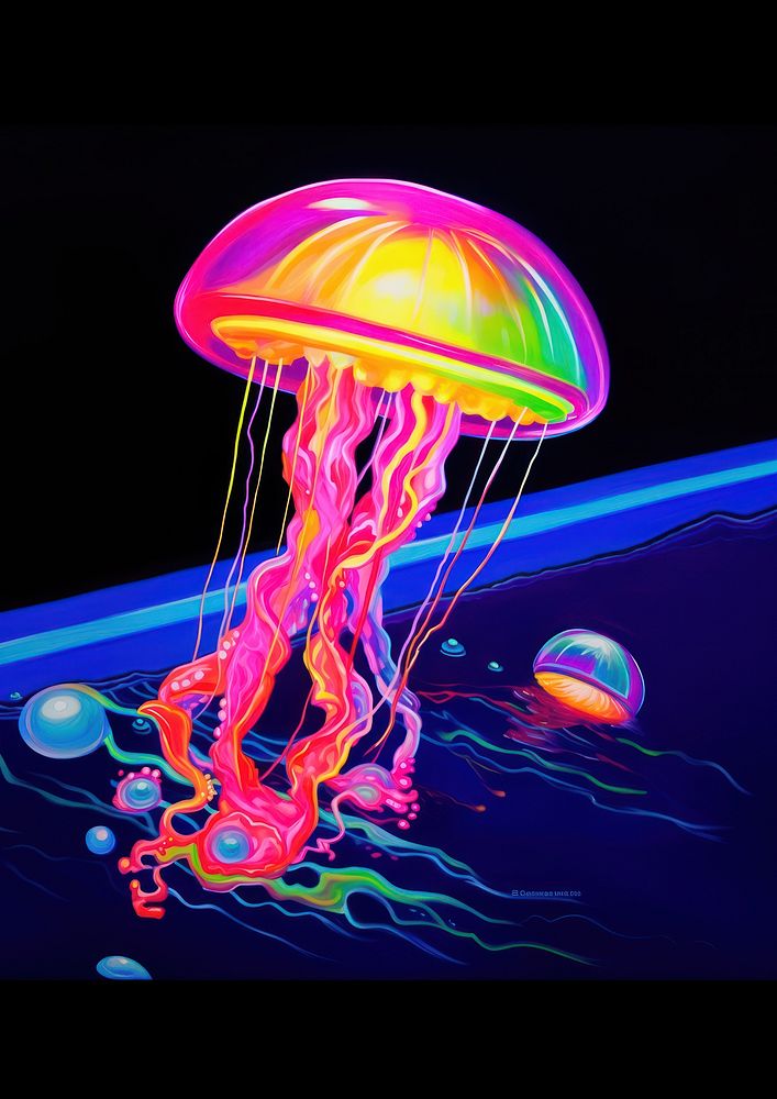 Jellyfish invertebrate creativity underwater. AI generated Image by rawpixel.