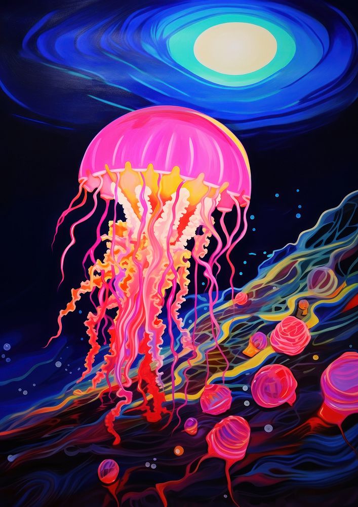 A jellyfish invertebrate underwater creativity. AI generated Image by rawpixel.