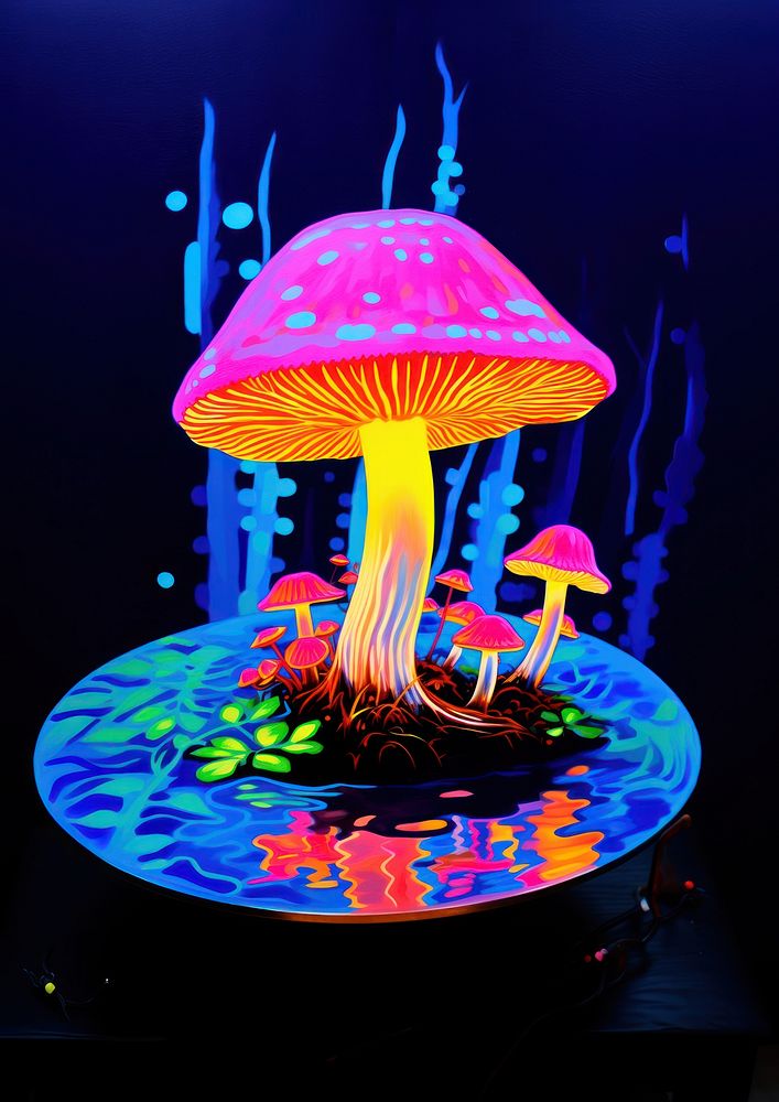 A mushroom nature invertebrate illuminated. AI generated Image by rawpixel.