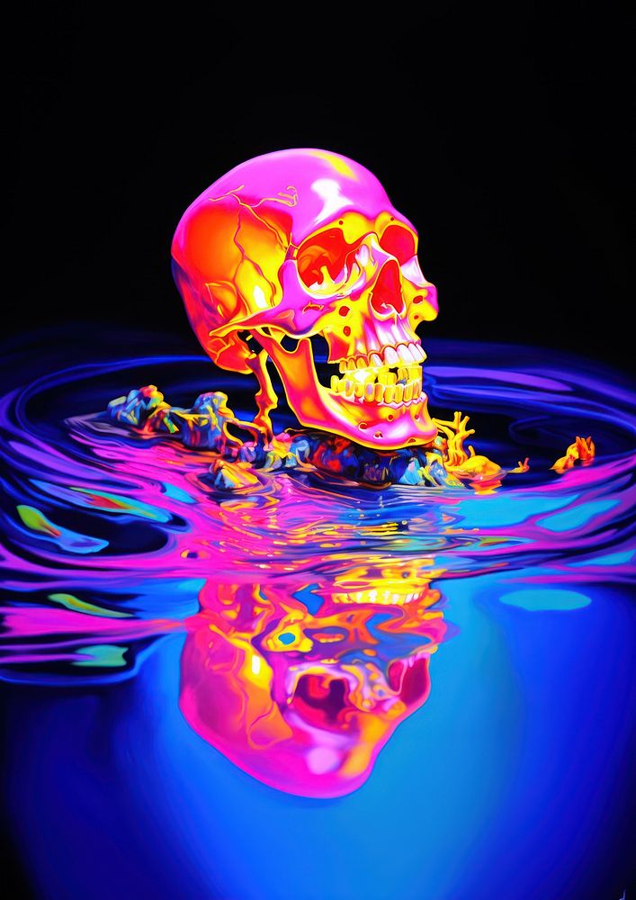 A skull purple reflection creativity. 