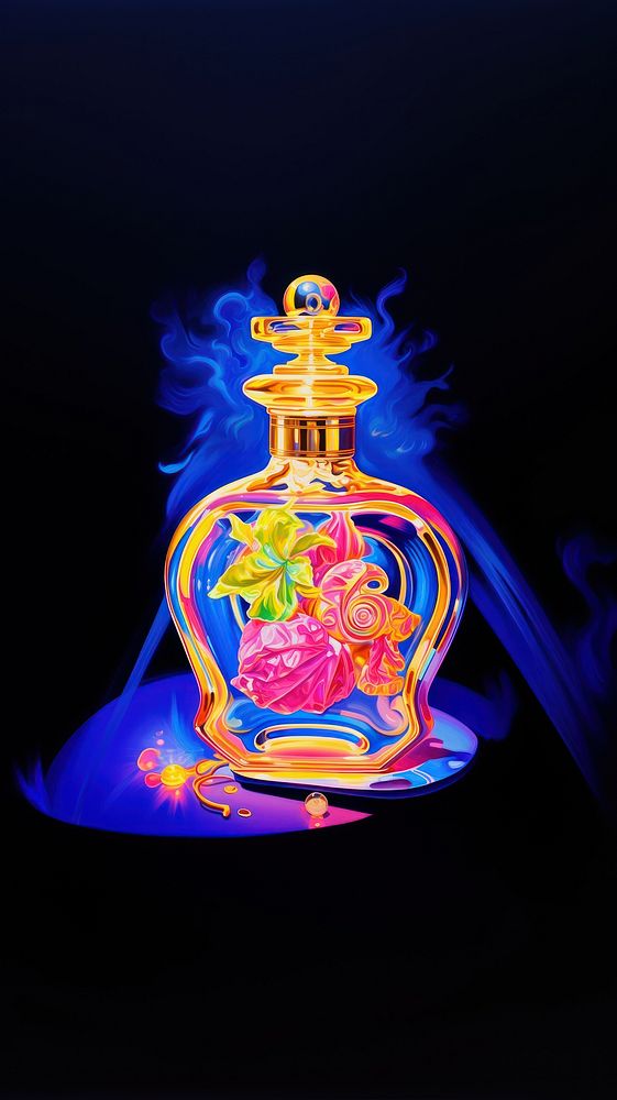 A perfume bottle illuminated creativity cosmetics. AI generated Image by rawpixel.