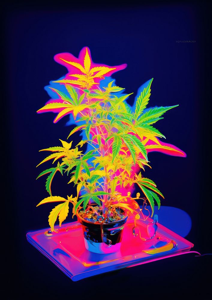 A weed purple yellow light. AI generated Image by rawpixel.