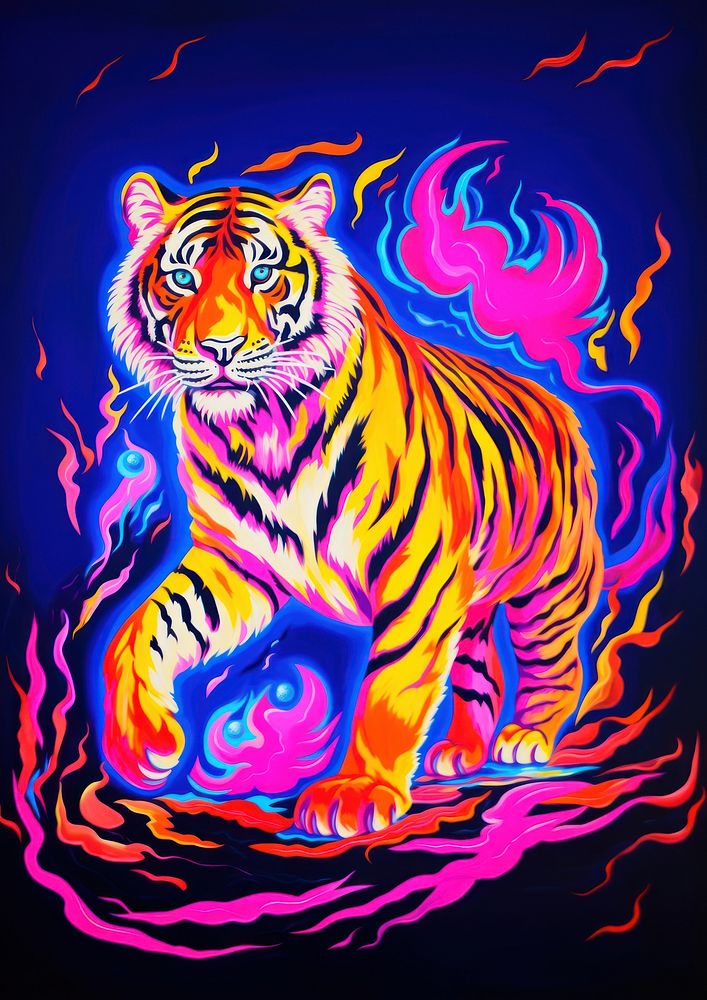 A tiger creativity carnivora painting. AI generated Image by rawpixel.
