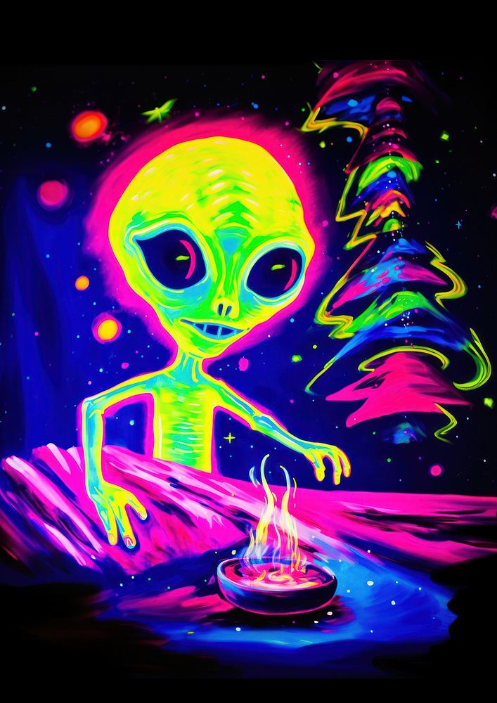 An alien representation illuminated celebration. AI generated Image by rawpixel.