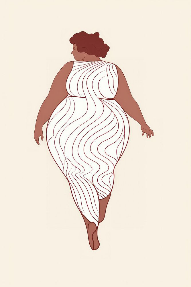 Confident fat woman standing drawing sketch adult.