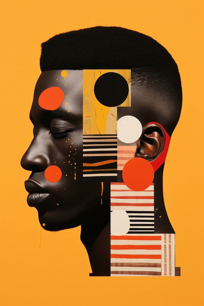 An african man portrait graphics collage.