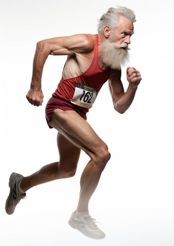 Old man athlete running footwear adult white background.