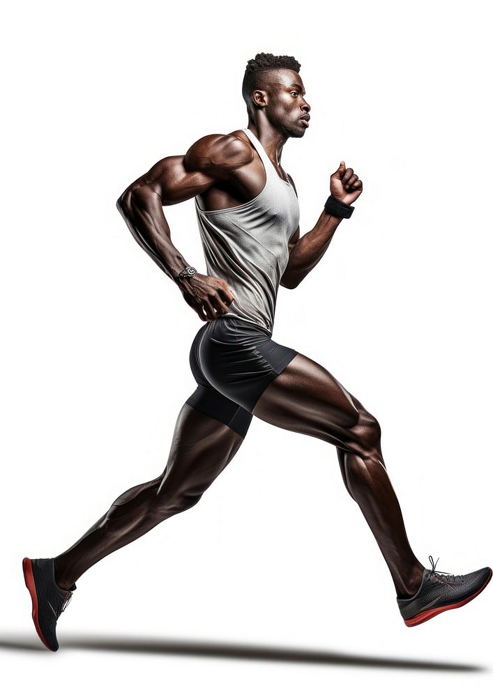 Man athlete running jogging adult white background.
