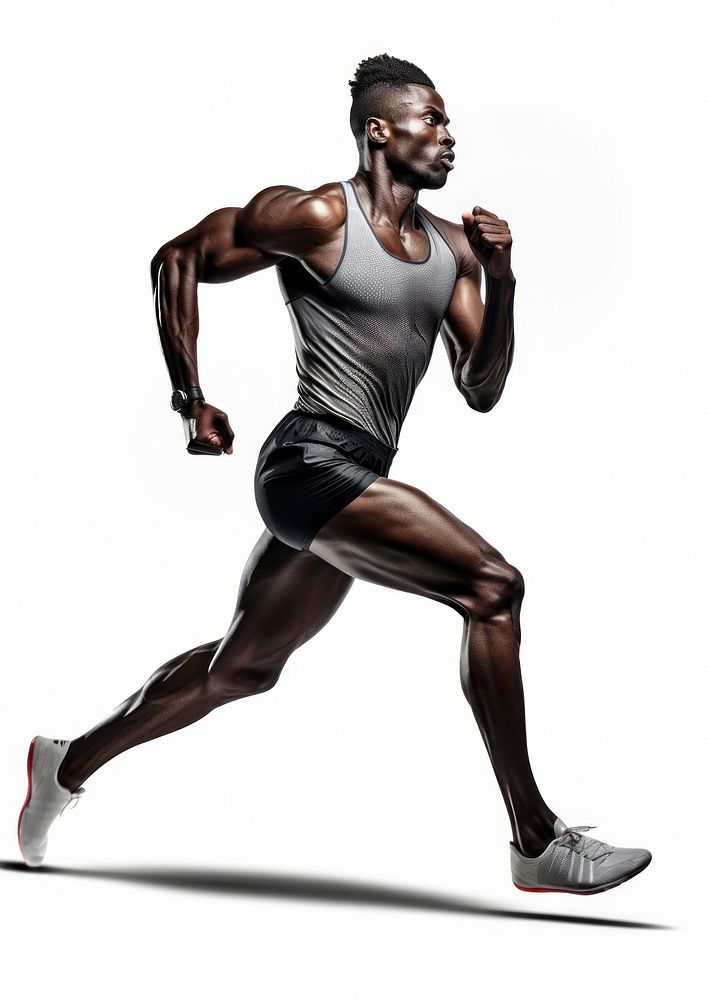 Man athlete running adult white background determination.