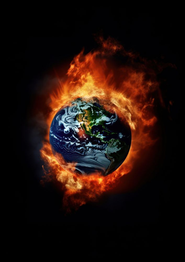 A world on fire planet space earth. AI generated Image by rawpixel.