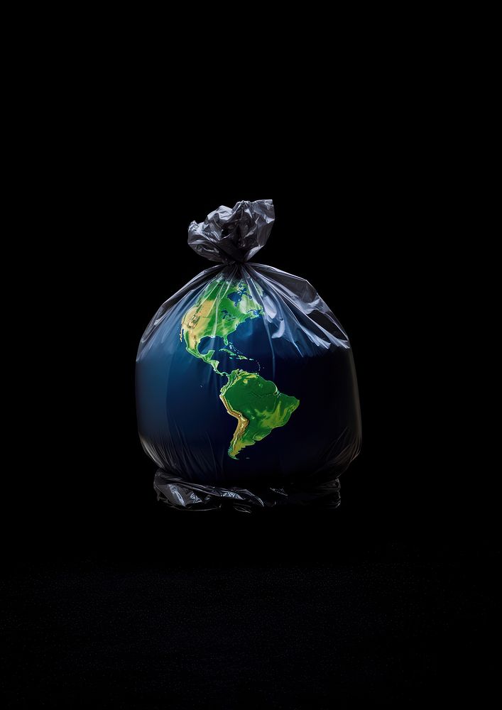 A black plastic bag covered the globe black background darkness sphere. AI generated Image by rawpixel.