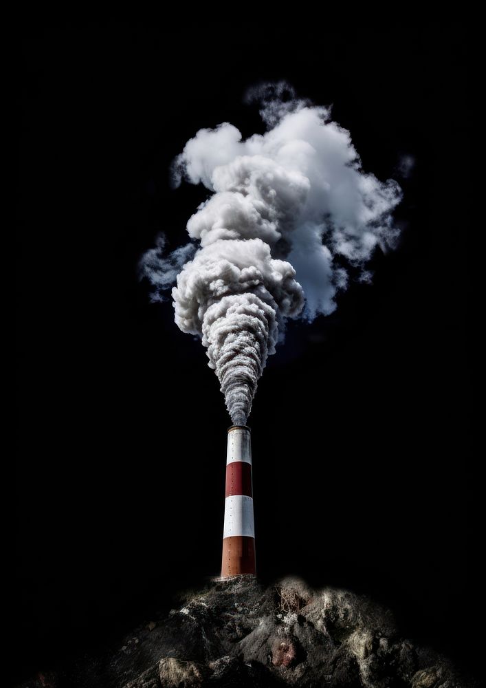 A factory release smoke to the world pollution outdoors black background. AI generated Image by rawpixel.