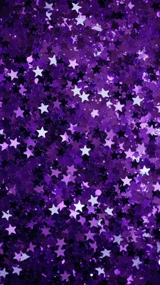  A lot of purple glitter in the shape of star backgrounds abundance textured. AI generated Image by rawpixel.