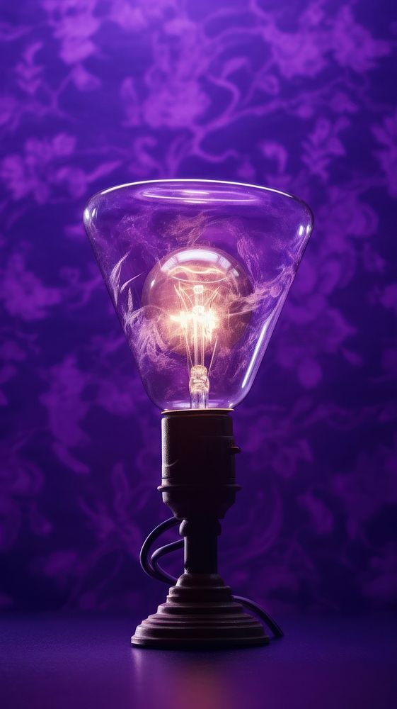  A purple lamp lightbulb lighting illuminated. 