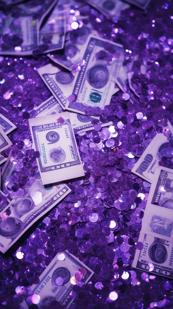  A purple money glitter dollar backgrounds abundance. AI generated Image by rawpixel.