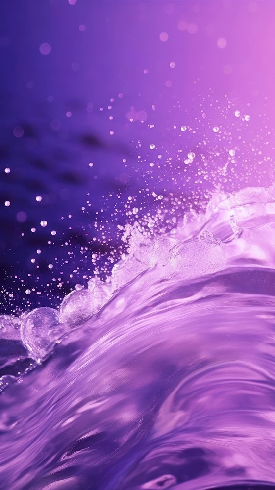  A purple wave with glitter nature sea backgrounds. AI generated Image by rawpixel.