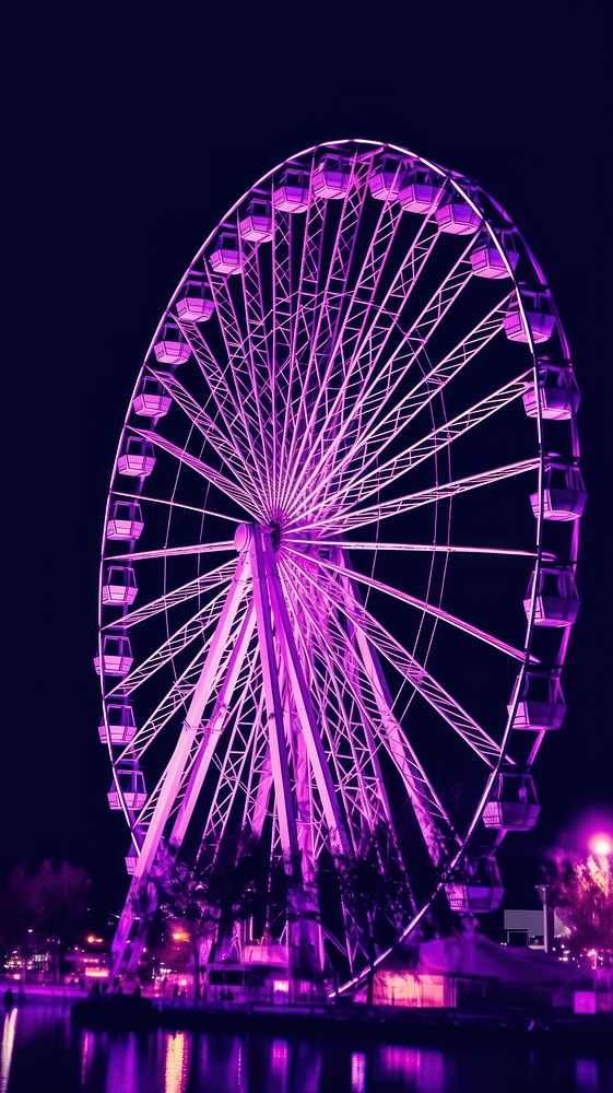  An amazing purple ferris wheel outdoors night fun. AI generated Image by rawpixel.