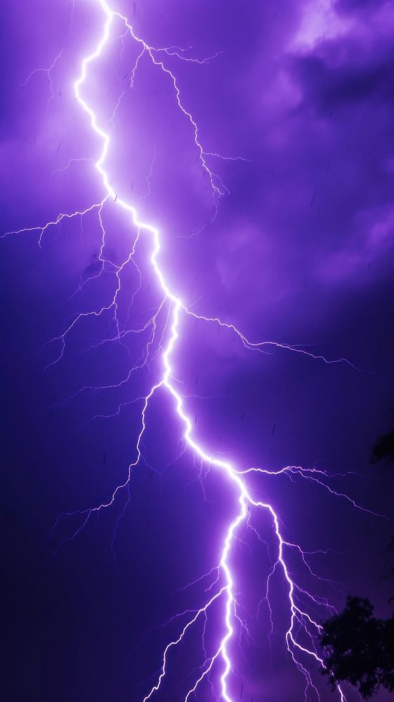  Purple lightning thunderstorm outdoors nature. AI generated Image by rawpixel.