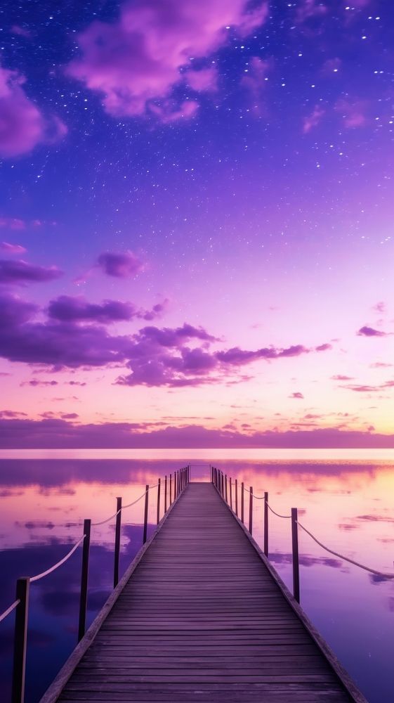  Purple sky and sea outdoors horizon nature. AI generated Image by rawpixel.