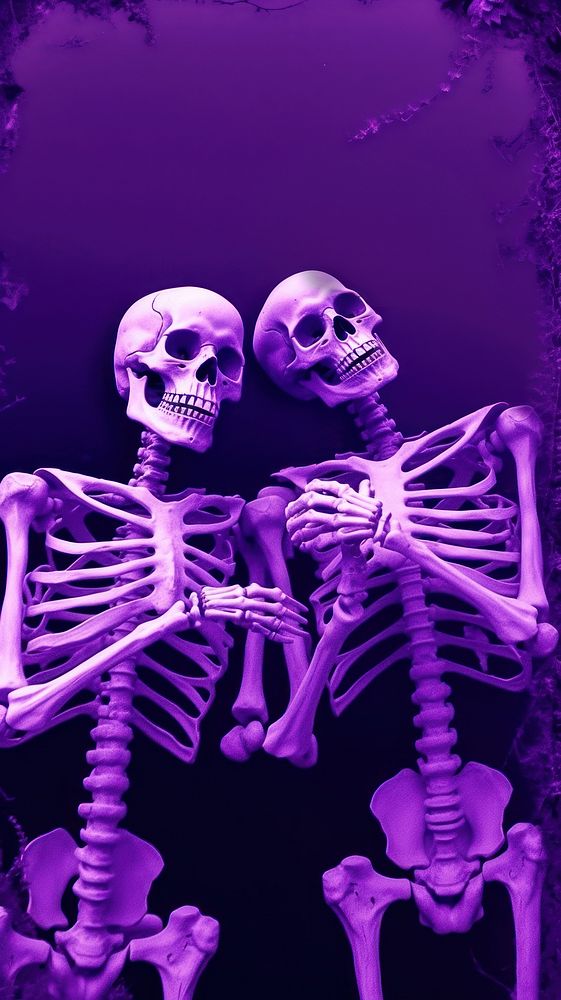  Two body bone taking a selfie together purple skeleton anatomy. AI generated Image by rawpixel.