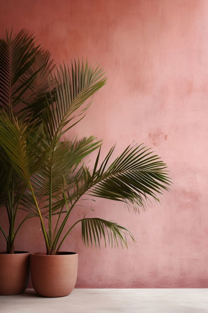 Plant leaf pink wall. AI generated Image by rawpixel.