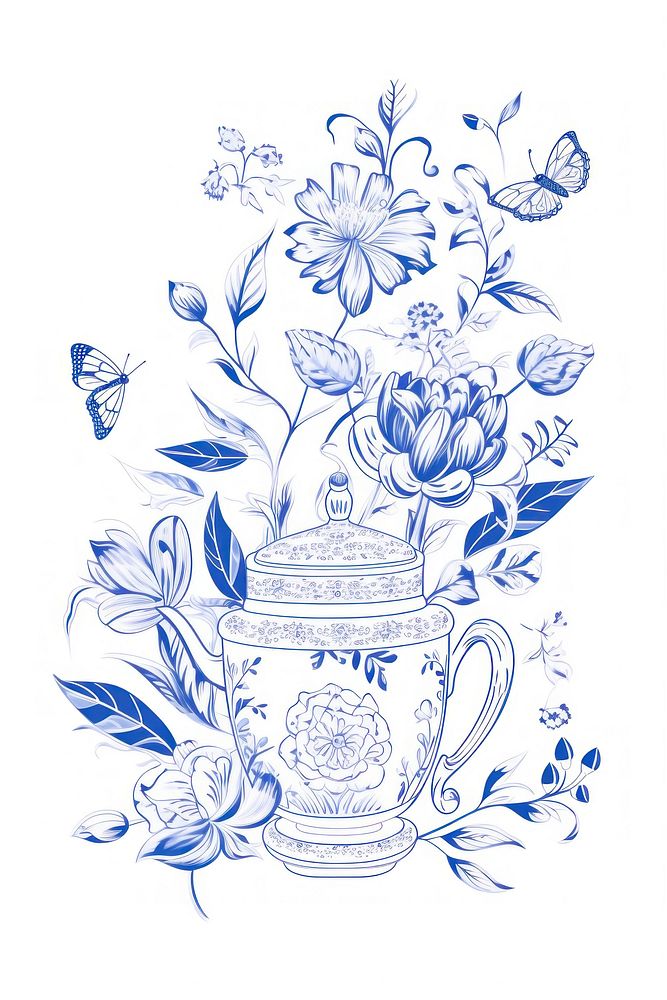 Tea porcelain pattern drawing.